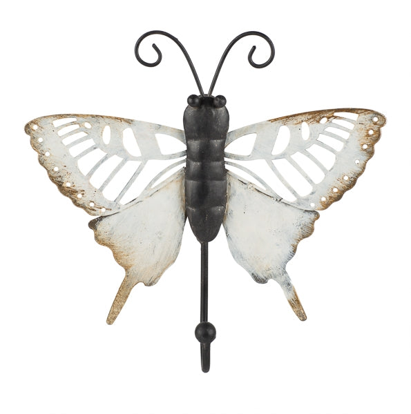 Schmetterling mit Kleiderhaken / Wandhaken / Haken Metall – verschiedene Motive – Höhe 16 cm