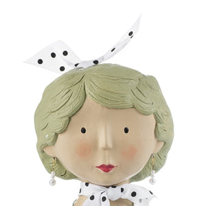 Baden Ladykopf / Gipskopf / Dekokopf mit Halstuch aus Gips – grün-weiss-schwarz – Höhe 28 cm