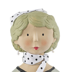 Baden Ladykopf / Gipskopf / Dekokopf mit Halstuch aus Gips – grün-weiss-schwarz – Höhe 28 cm