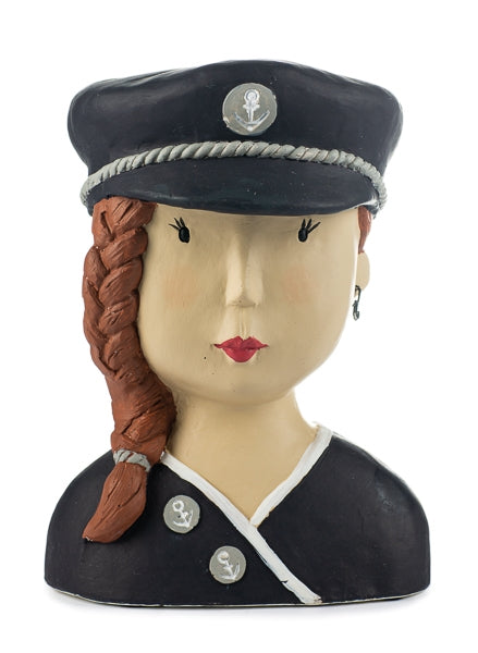 Baden Lady "Captain Barbara" Ladykopf / Kopf / Dekokopf Kapitänsfrau aus Kunststoff – blau – Höhe 25 cm