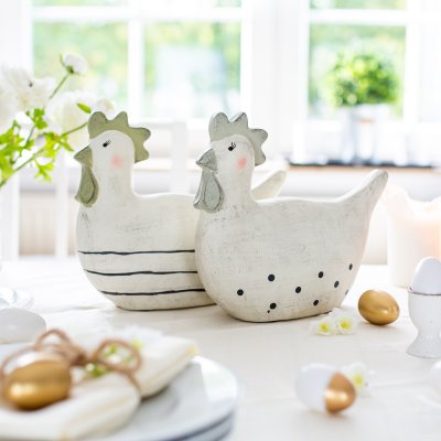 Baden / Huhn / Dekohuhn / Dekofigur / Ostern aus Gips – gestreift – Höhe 25 cm