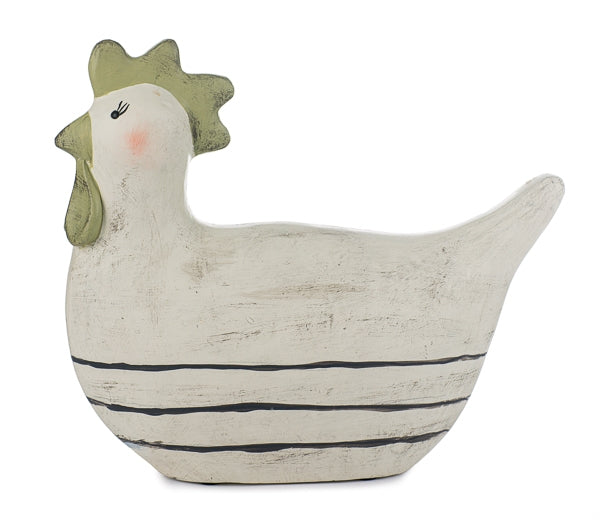 Dekohuhn aus Gips – Handgefertigte Oster-Deko Huhn, gestreift, 25 cm