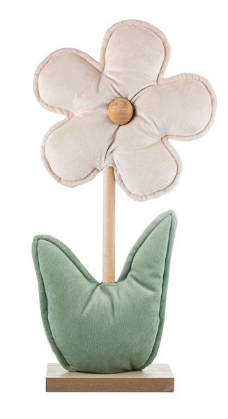 Blume aus Stoff und Holz / Stoffblume / Dekoblume / Aufsteller / Ostern – beige-grün – verschiedene Höhen