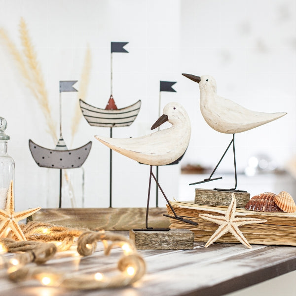 Möwe / Dekovogel / Dekofigur Vogel aus Metall auf Holzfuss – verschiedene Motive – Höhe 20 cm