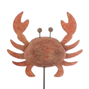 Krebs auf Holzstamm / Dekofigur / Aufsteller / Fensterdeko – koralle-braun – verschiedene Größen