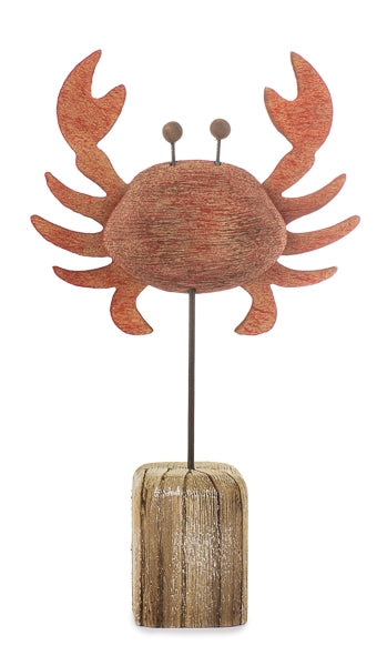 Krebs auf Holzstamm / Dekofigur / Aufsteller / Fensterdeko – koralle-braun – verschiedene Größen