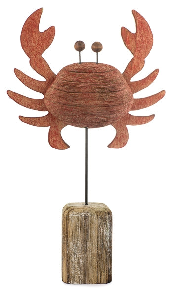 Krebs auf Holzstamm / Dekofigur / Aufsteller / Fensterdeko – koralle-braun – verschiedene Größen