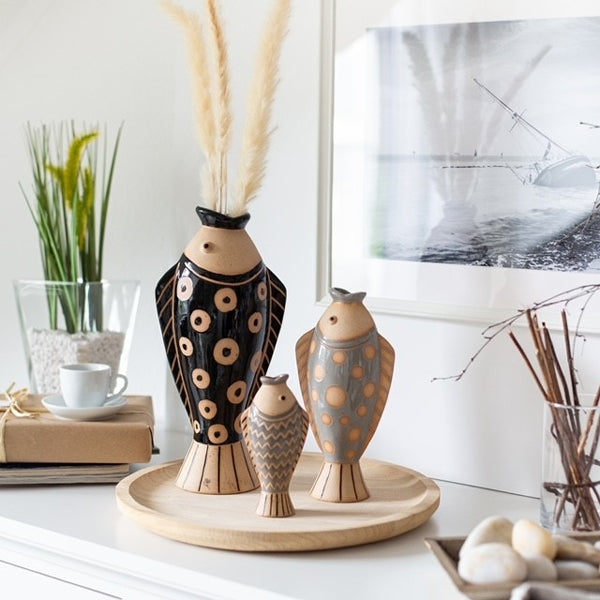 Vase / Blumenvase / Dekovase Fisch aus Keramik – verschiedene Farben / Größen
