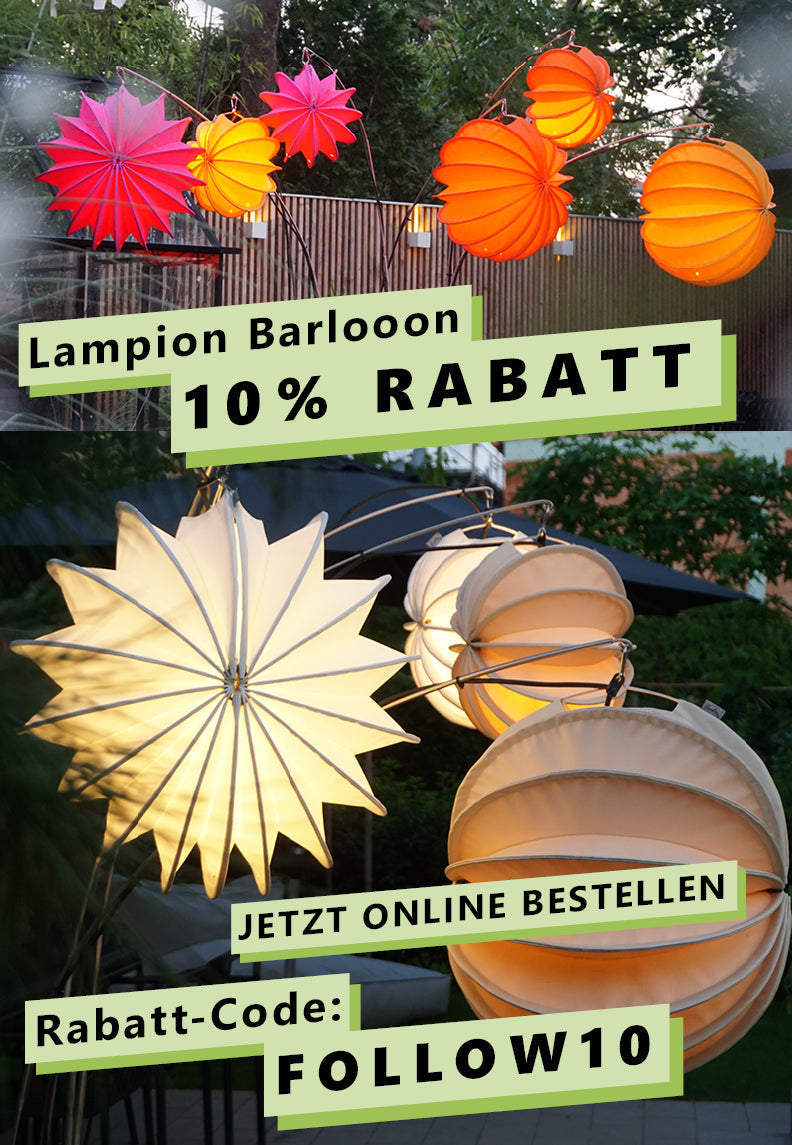 Stimmungsvolle Lichtmomente im Freien – 10% Rabatt auf Barlooon Wetterfeste Lampions für Garten und Balkon
