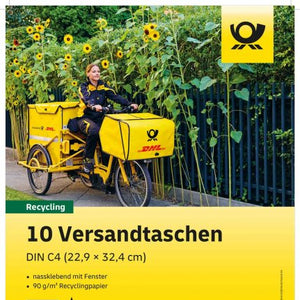 Deutsche Post Versandtaschen C4 mit Fenster nassklebend – 10er-Set – braun Recyclingpapier