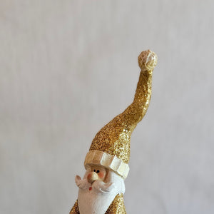 Nikolaus / Weihnachtsmann aus Polyresin / Figur / Aufsteller – gold – Höhe 19 cm