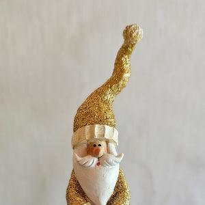 Nikolaus / Weihnachtsmann aus Polyresin / Figur / Aufsteller – gold – Höhe 19 cm