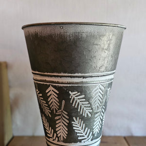 Übertopf / Topf / Vase "Granna" Metall cultus / Weihnachten – silber-weiss – verschiedene Masse