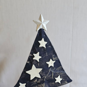 Tannenbaum blau Metall / Aufsteller / Figur Weihnachten – blau – Höhe 23 cm
