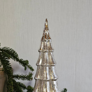 Tannenbaum LED Baum beleuchtet Glas-Baum rotierend / Fensterdeko / Weihnachten – weiss - Höhe 35 cm, Ø 11 cm