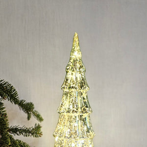 Tannenbaum LED Baum beleuchtet Glas-Baum rotierend / Fensterdeko / Weihnachten – grün - Höhe 35 cm, Ø 11 cm