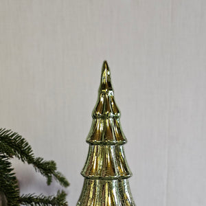 Tannenbaum LED Baum beleuchtet Glas-Baum rotierend / Fensterdeko / Weihnachten – grün - Höhe 35 cm, Ø 11 cm