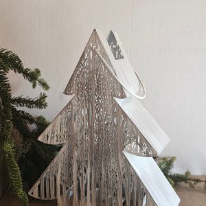 Windlicht Metall für Teelicht zum Hängen / Kerzenhalter / Kerzenständer / Dekoration Weihnachten – grau – Höhe 30 cm