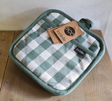 Topflappen Set (2 Stück) / Küchenwäsche Eco Gingham Blush Ladelle – Grün-weiß kariert – 21 x 21 cm