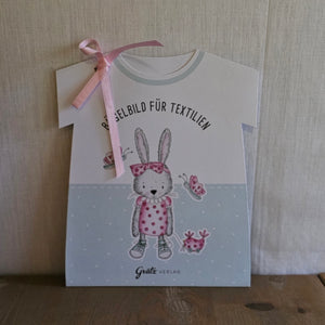 Grätz Verlag Bügelbild für Textilien - Hase mit Schmetterlingen – Kinder