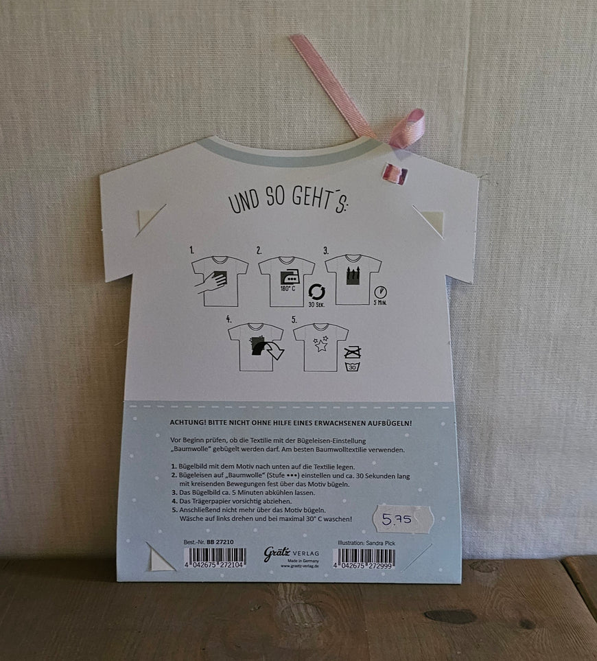 Grätz Verlag Bügelbild für Textilien - Hase mit Schmetterlingen – Kinder