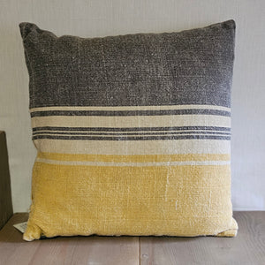 Kissen "Megan" / Stoffkissen / Zierkissen mit Inlet – gelb-grau – Masse 45 x 45 cm - Ausstellungsstück stark reduziert