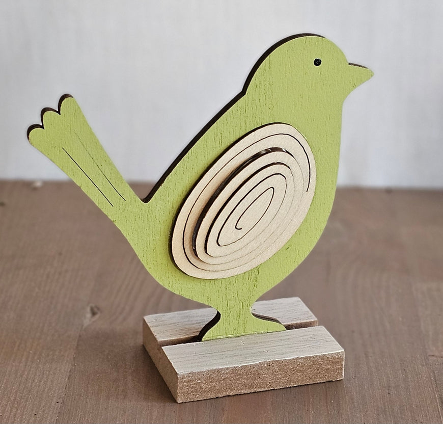 Vogel aus Holz  / Dekovogel / Dekofigur / Figur – grün – Höhe 9,5 cm