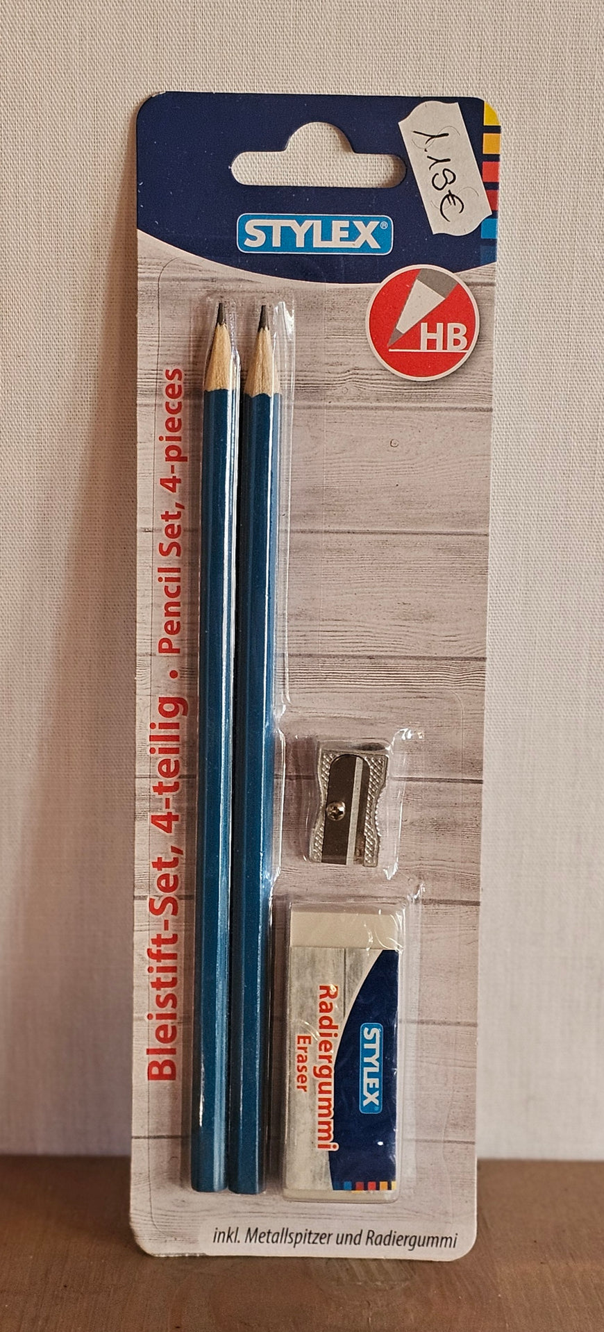Stylex Bleistift-Set 4-teilig inkl. Metallspitzer und Radiergummi – HB