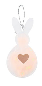 Osterhase Hase aus Papier zum Hängen beleuchtet / Dekohase / Papierhase / Aufhänger – weiss – Höhe 40 cm