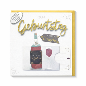 Geburtstagskarte / Glückwunschkarte / Geldkarte "Die besten Wünsche" mit goldenem Umschlag – 15 x 15 cm
