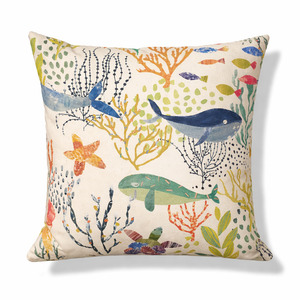 RosenRot Zierkissen „Unterwasser-Welt“ – bunt & fantasievoll (40 × 40 cm)