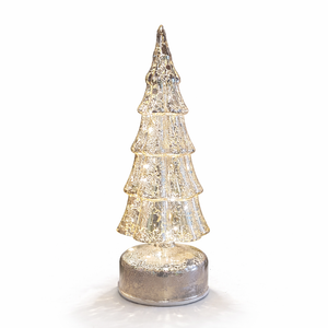 Tannenbaum LED Baum beleuchtet Glas-Baum rotierend / Fensterdeko / Weihnachten – weiss - Höhe 35 cm, Ø 11 cm