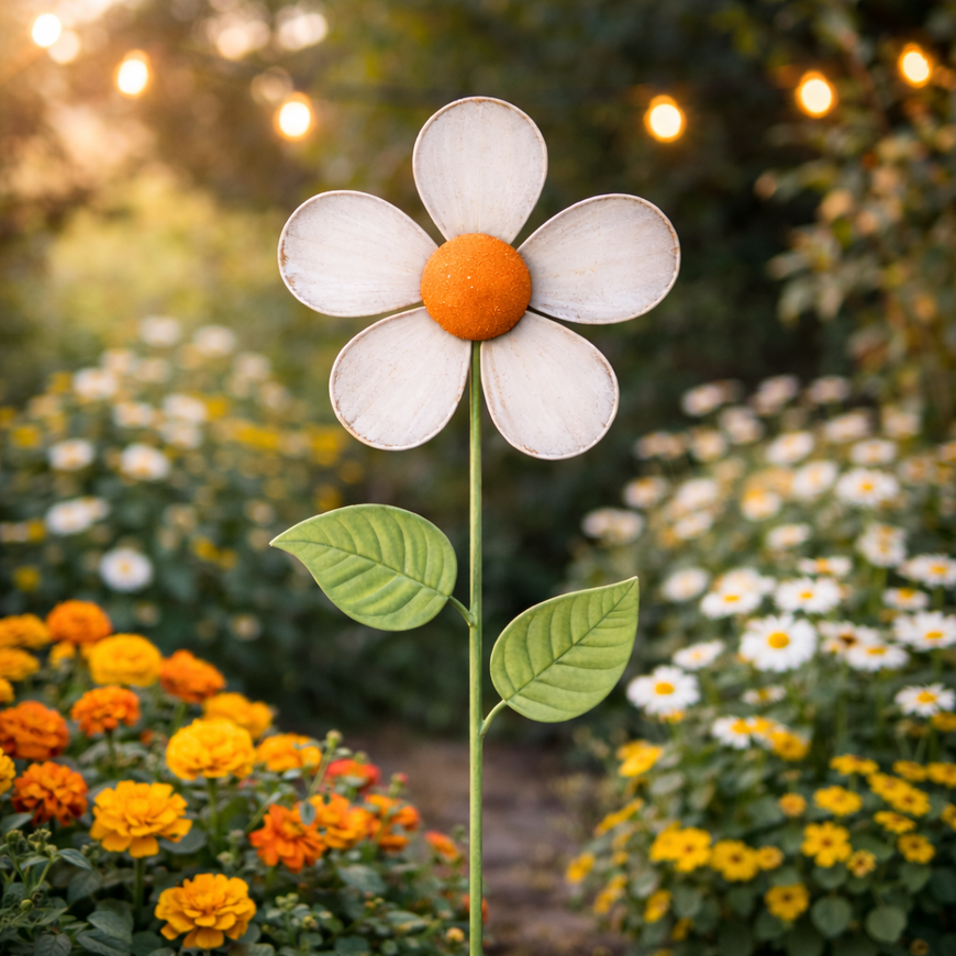 Metall Blumenstecker 58 cm – Pflanzenstecker Blume in verschiedenen Farben
