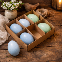 Set Ostereier aus Natur-Gänseeiern – 6 Stück – hellblau & blau – 8 cm – Osterdeko