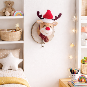 Weihnachtlicher Kleiderhaken aus Holz – Wandhaken in Braun-Rot – Weihnachtsdeko – verschiedene Motive – Höhe 14 cm