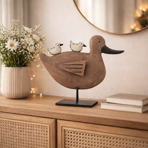 Ente mit Küken aus Metall – Dekofigur Tierfigur Osterdeko Höhe 24 cm – verschiedene Farben