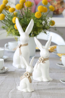 Keramik Hase "Dory-Mauve" / Aufsteller / Dekofigur / Ostern – weiss-braun – verschiedene Höhen