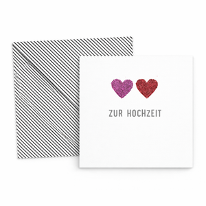 Glückwunschkarte zur Hochzeit – Edle Hochzeitskarte mit gestreiftem Umschlag | 15×15 cm