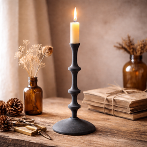 Kerzenhalter "Lifted" aus Metall Ø 2,2 cm – Moderner Kerzenständer für Stabkerzen – schwarz / weiss – verschiedene Höhen