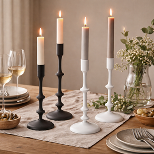 Kerzenhalter "Lifted" aus Metall Ø 2,2 cm – Moderner Kerzenständer für Stabkerzen – schwarz / weiss – verschiedene Höhen