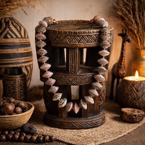 Afrikanische Halskette "Ayolo" Lila-Grün-Pink – Handarbeit aus Uganda | Papierschmuck (27 cm)