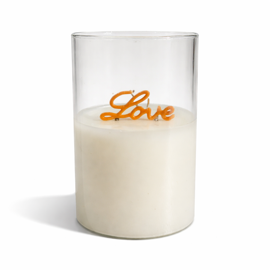 LED Kerze Love mit Timer | 12,5 cm | Neon Schriftzug verschiedene Farben