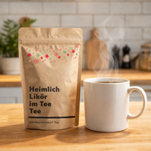 "Heimlich Likör im Tee Tee" - Tee-Geschenk | 20 g | Gefertigt von Menschen mit Behinderung