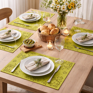 Halbach Filz-Tischmatte Platzset "Blüten" (2 Stück) –  Grün – 40 x 30 cm