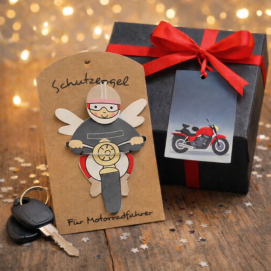 Schutzengel auf Karte / Glücksbringer – verschiedene Motive – Metall – 9 cm