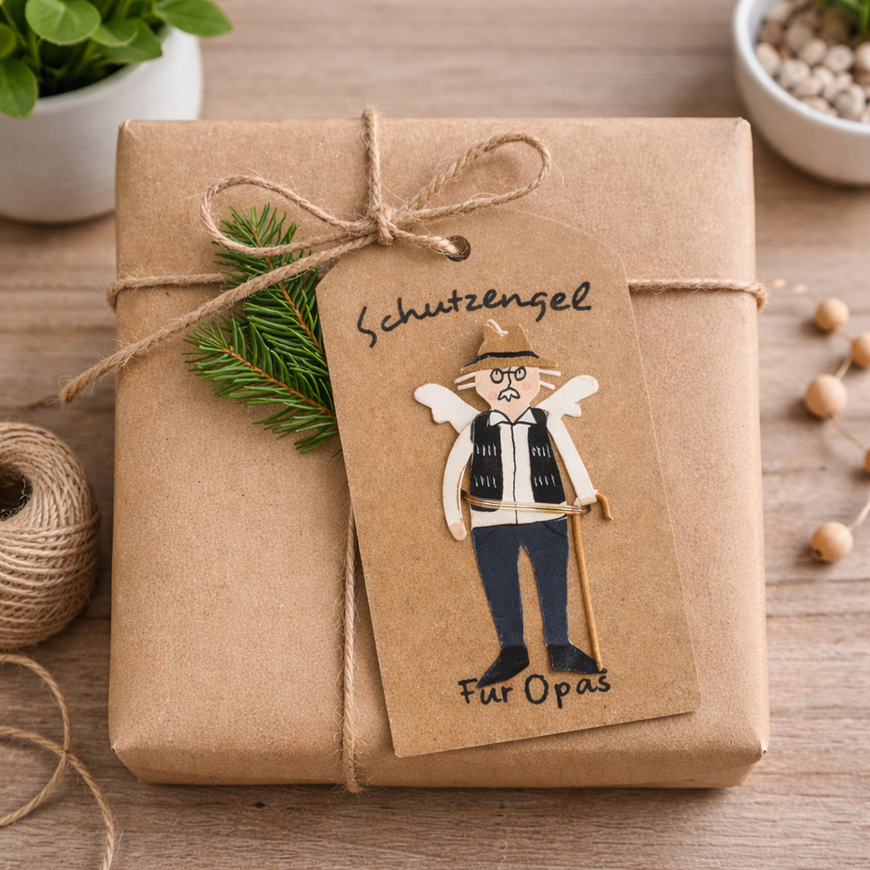 Schutzengel auf Karte / Glücksbringer – verschiedene Motive – Metall – 9 cm