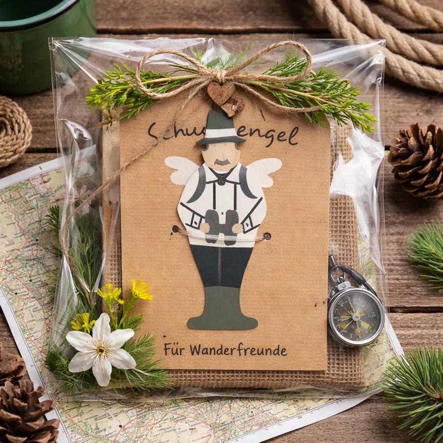 Schutzengel auf Karte / Glücksbringer – verschiedene Motive – Metall – 9 cm