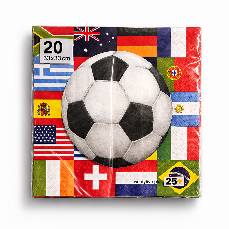 MTK Fussball Servietten 33x33 cm – 20 Stück | Party Deko Mehrfarbig