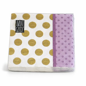 AvantGarde Serviette – Weiß-Gold-Lila, 33×33 cm, 20 Stück