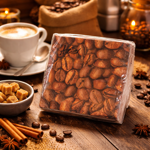 Servietten Kaffeebohnen Braun (25x25 cm) – Atelier 20 Stück | Perfekt für Kaffeetafel